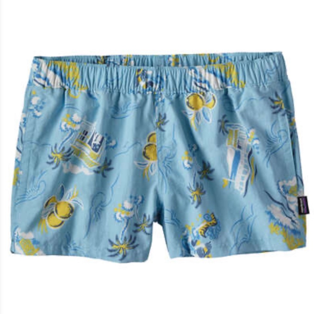 Patagonia Barely Baggies Shorts Women's Medium Blue C Street Shorts Tropical